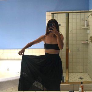 Black long lightweight skirt w/ lace (size XS/S)